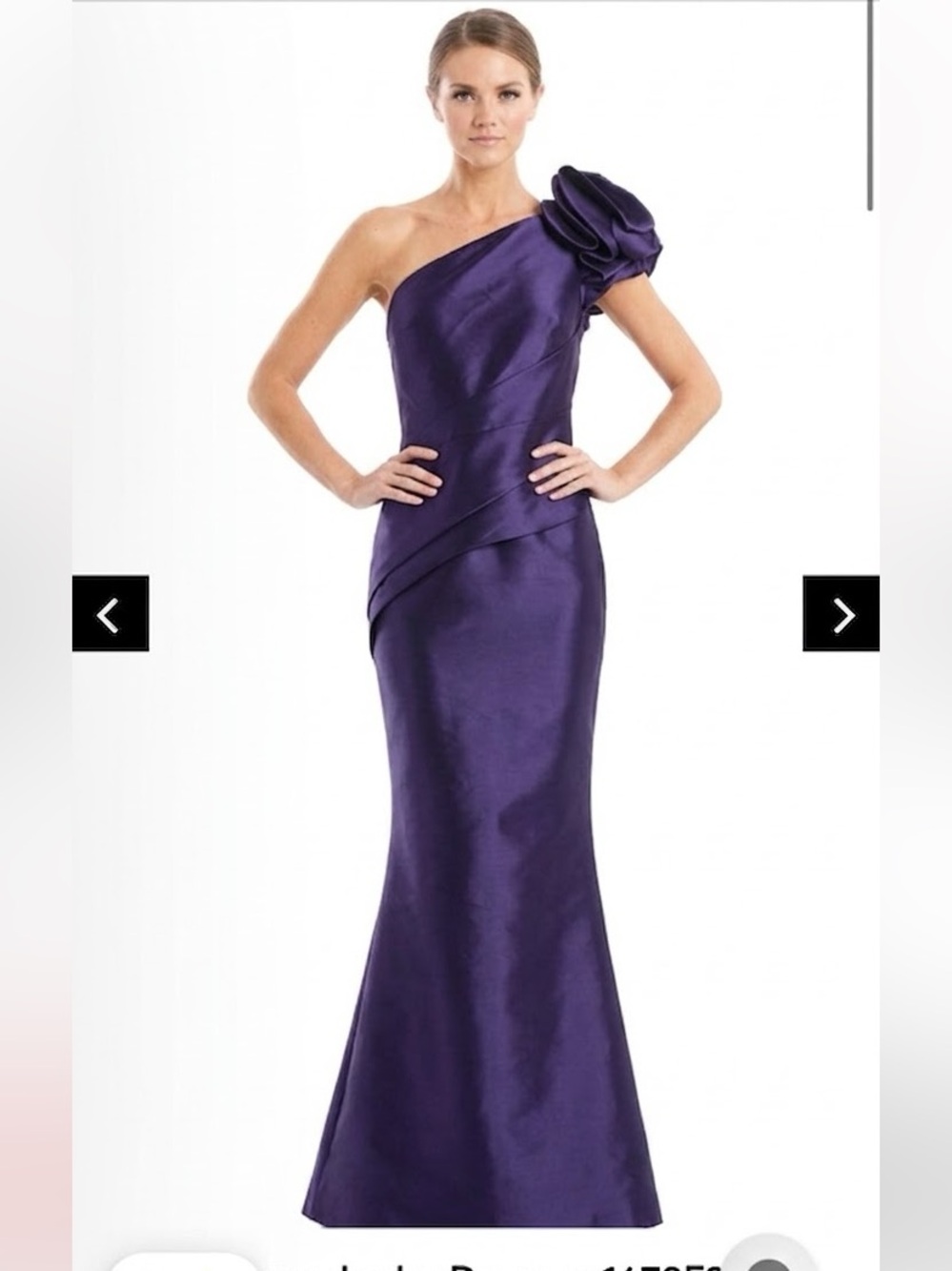 One-Shoulder Purple Satin Evening Gown with Sculpted Shoulder Bloom